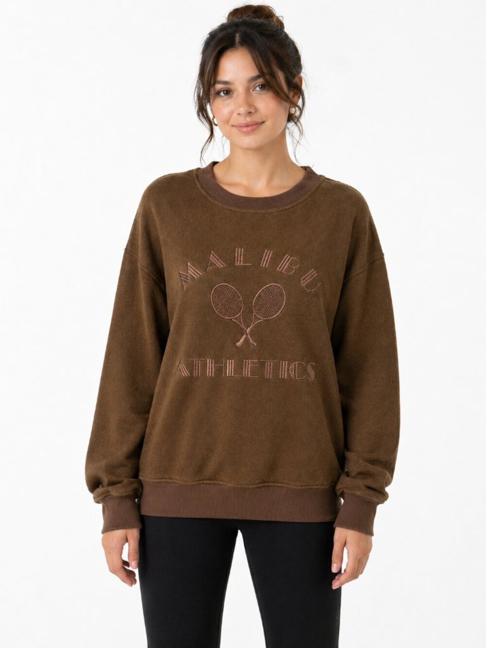 Bailey Rose Malibu Athletics Sweatshirt Womens Small Brown Crewneck